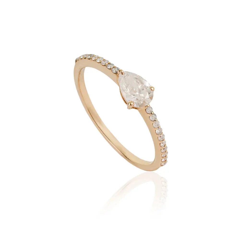 Elegant Classic Design Natural Diamond Solid K14 Yellow Gold Minimal Stacking Ring For Women