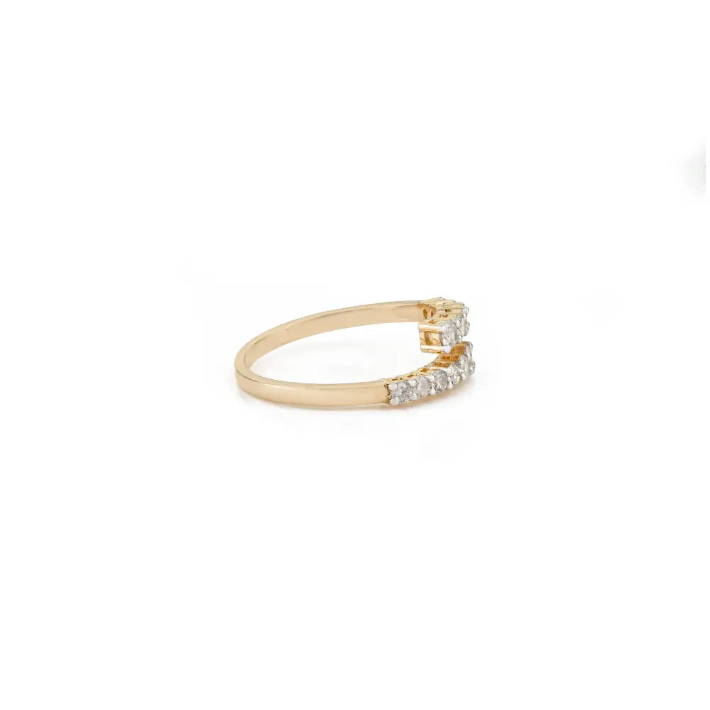 100% Natural Diamond Elegant Bypass Ring Sparkle Women Jewelry 14K Real Yellow Gold