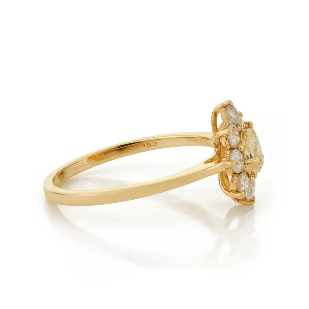 Sparkle Jewelry 100% Real Diamond Engagement Cluster Ring 14K Yellow Gold Custom Jewelry
