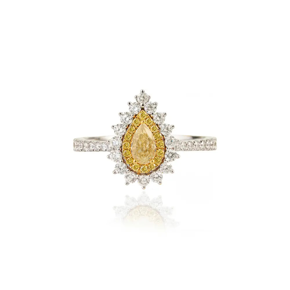 New Luxury Natural Diamond Pear Shape Cluster Engagement Ring Real K18 White Gold Jewelry