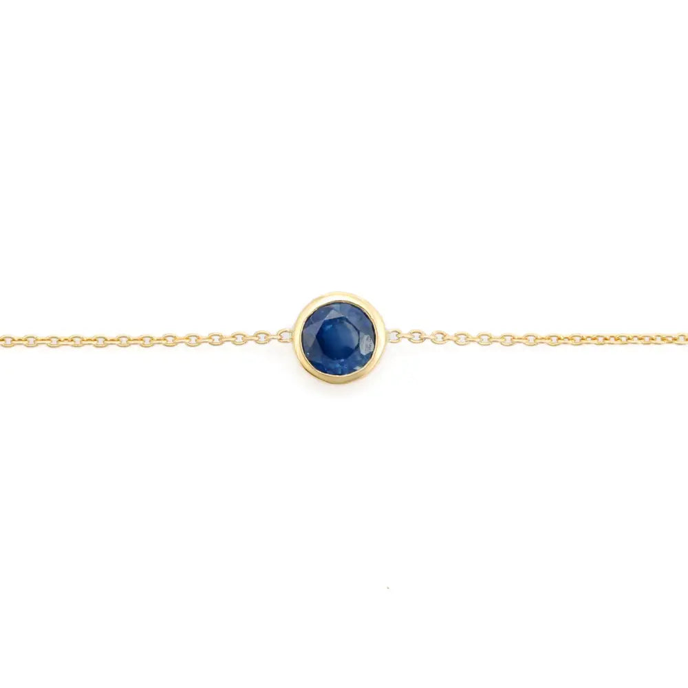 0.59 Ct. Blue Sapphire Minimal Round Cut Gemstone Single Stone Bracelet Unisex Stack Jewelry