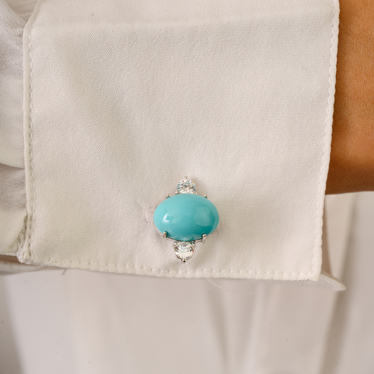 Unique Design Best Selling Products Turquoise & American Diamond Gemstone Cufflinks
