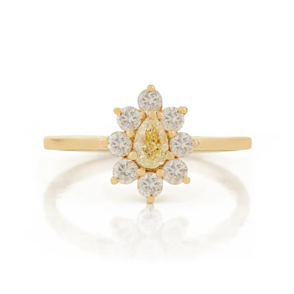 Sparkle Jewelry 100% Real Diamond Engagement Cluster Ring 14K Yellow Gold Custom Jewelry