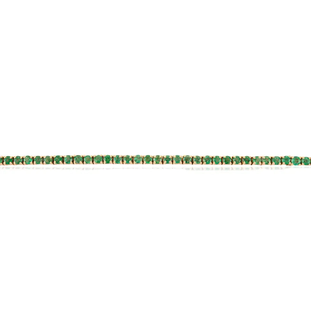 Zambian Emerald Trading Products Sleek Tennis Necklace For Women 14K Pure Yellow Gold