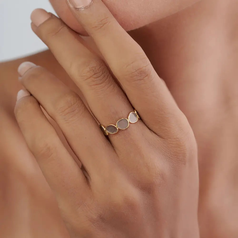 Uneven Shape Polki Diamond Solid K18 Yellow Gold Full Eternity Band Ring Minimal Jewelry