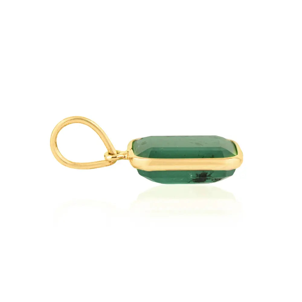 Simple Design 3.66ct. Emerald Single Stone Pendant Best Selling 14K Yellow Gold Jewelry