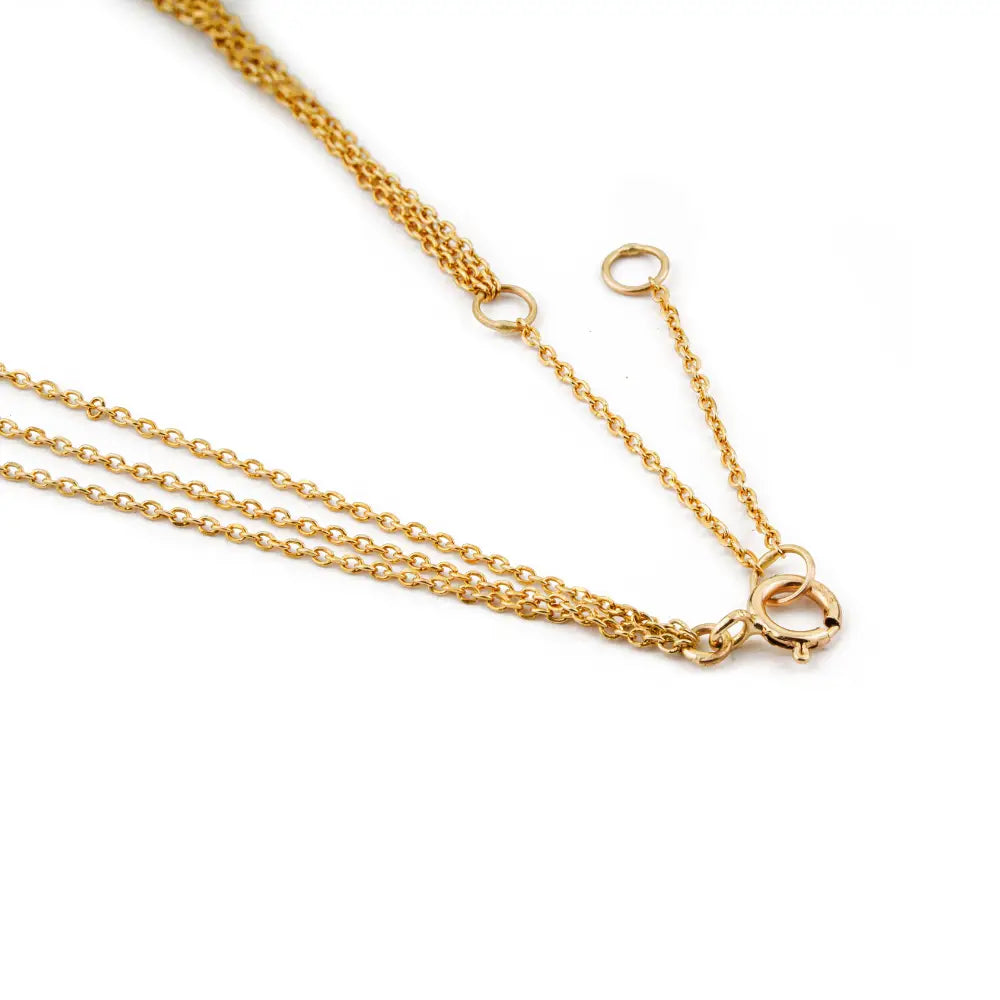 Luxury Women's Emerald Gemstone Triple Layer Station Chain Necklace 14K Yellow Gold