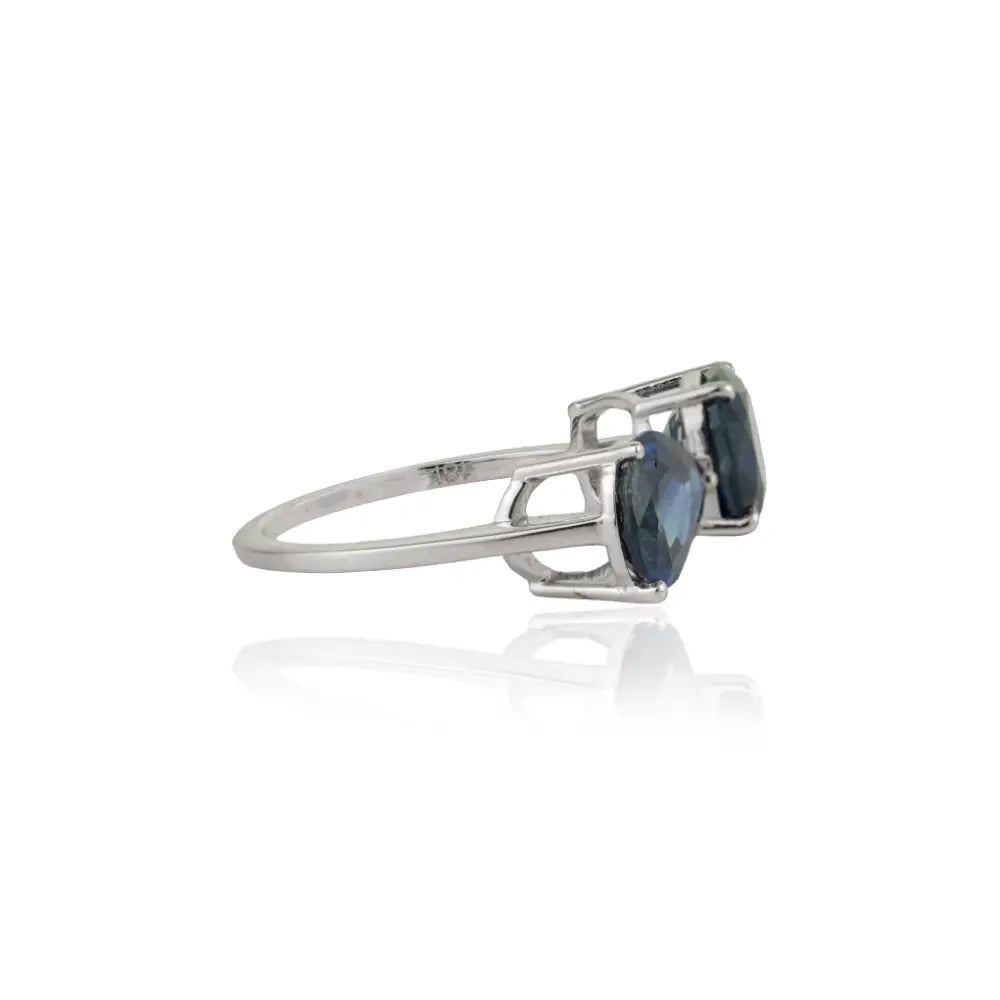 Best Quality Prong Set Blue Sapphire Gemstone Open Ring 18K Pure White Gold Bulk Jewelry