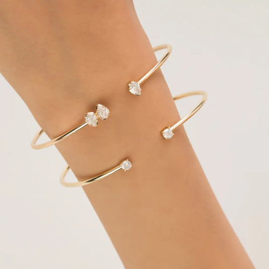 Manufacturer of Real Diamond Flexible Cuff Bracelet Sparkling Jewelry 14K Solid Yellow Gold