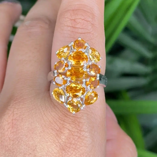 Delicate 100% Natural Citrine Statement Ring Set In 925 Sterling Silver Bulk Order Jewelry