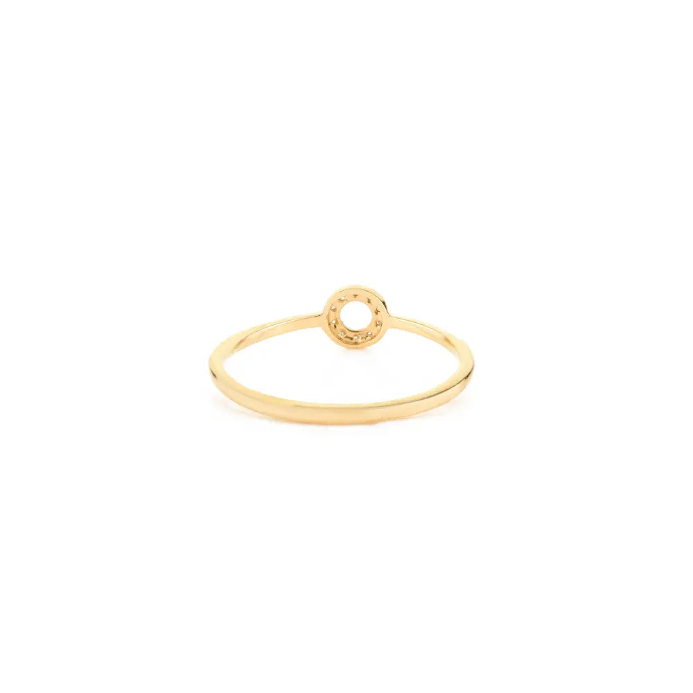 Delicate Minimalist Real Diamond 14K Pure Yellow Gold Open Halo Circle Ring Daily Wear Jewelry