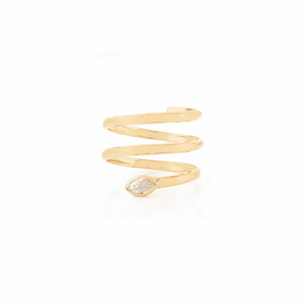 Unique Design 14K Real Yellow Gold Natural Diamond Statement Wrap Ring Custom Jewelry
