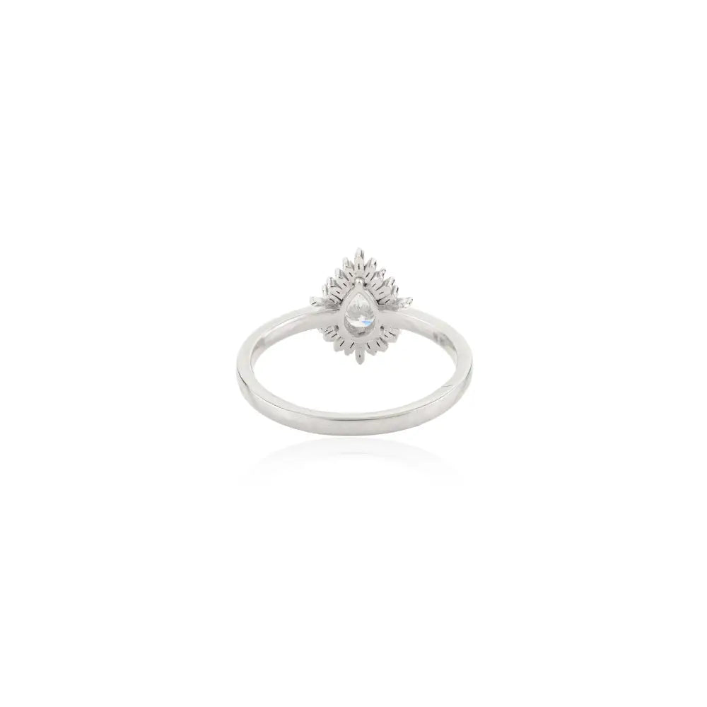 Sparkling Proposal Jewelry Natural Diamond 18K Pure White Gold Engagement Ring For Women