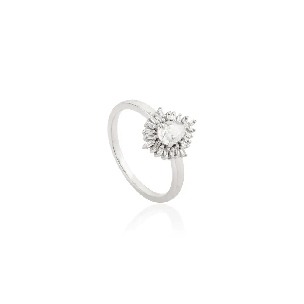 Sparkling Proposal Jewelry Natural Diamond 18K Pure White Gold Engagement Ring For Women