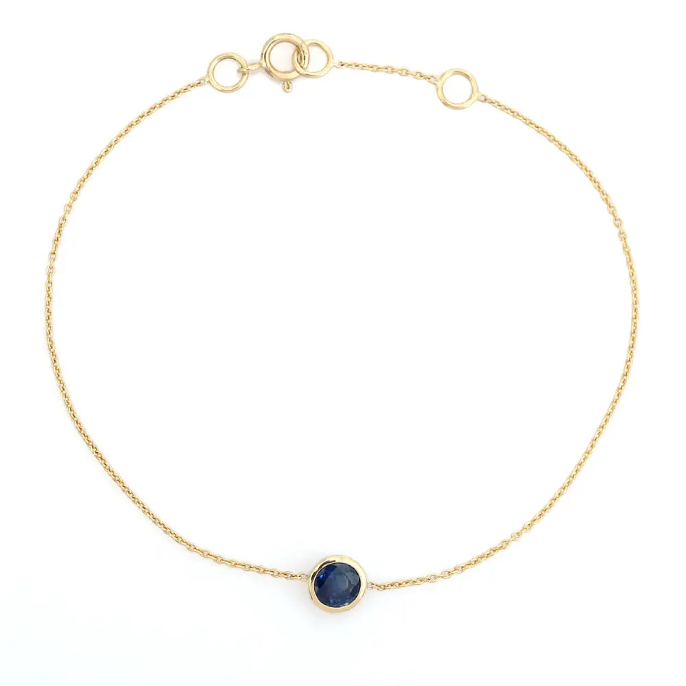 0.59 Ct. Blue Sapphire Minimal Round Cut Gemstone Single Stone Bracelet Unisex Stack Jewelry