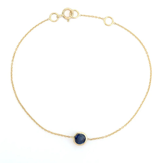 0.59 Ct. Blue Sapphire Minimal Round Cut Gemstone Single Stone Bracelet Unisex Stack Jewelry