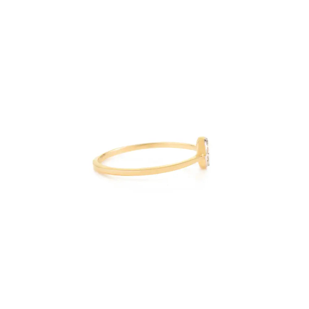 Delicate Minimalist Real Diamond 14K Pure Yellow Gold Open Halo Circle Ring Daily Wear Jewelry