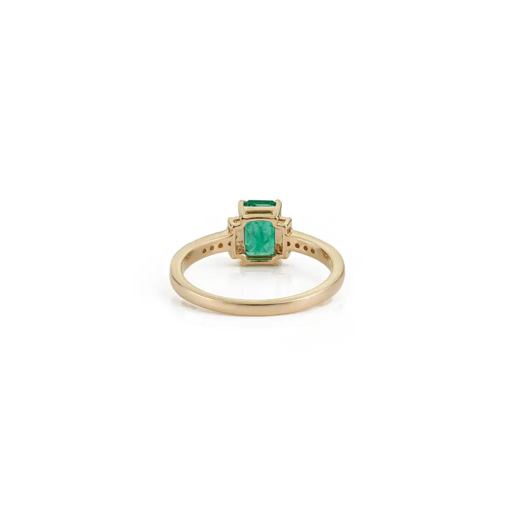K14 Yellow Gold Handcrafted Emerald & Diamond Engagement Ring New Arrivals Jewelry