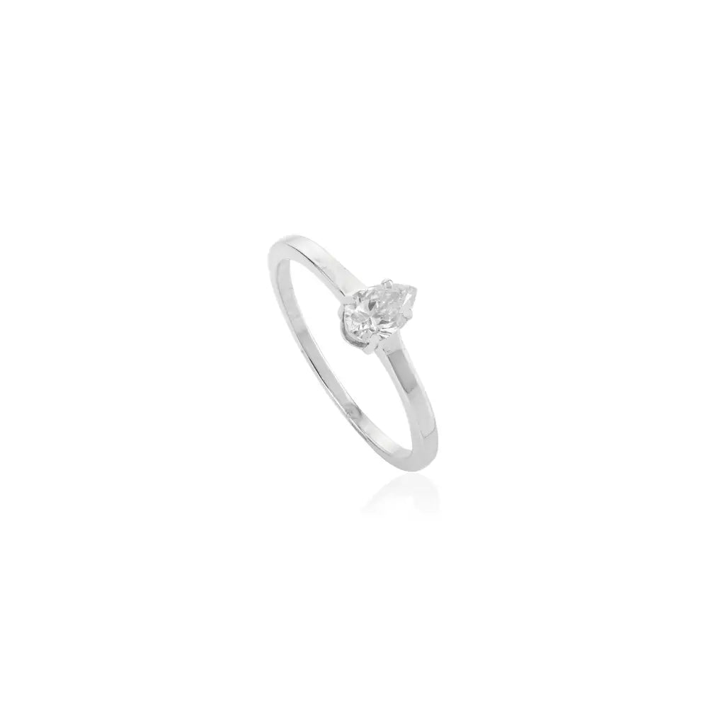 Elegant Classic Solitaire Natural Diamond Ring Solid 14K White Gold Simple Stackable Jewelry