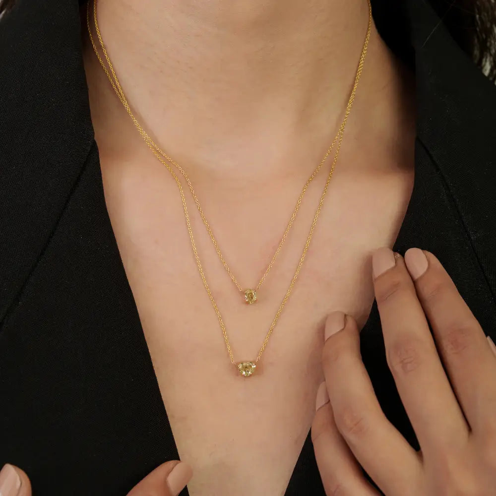 Minimalist Dainty Natural Diamond 18K Yellow Gold Solitaire Pendant Necklace Daily Wear Jewelry