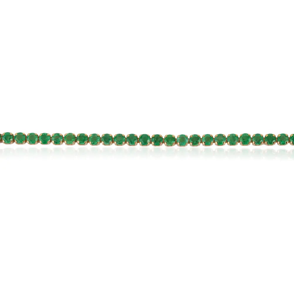 May Birthstone Pure 14K Yellow Gold Real Emerald Box Lock Sleek Tennis Bracelet For Unisex