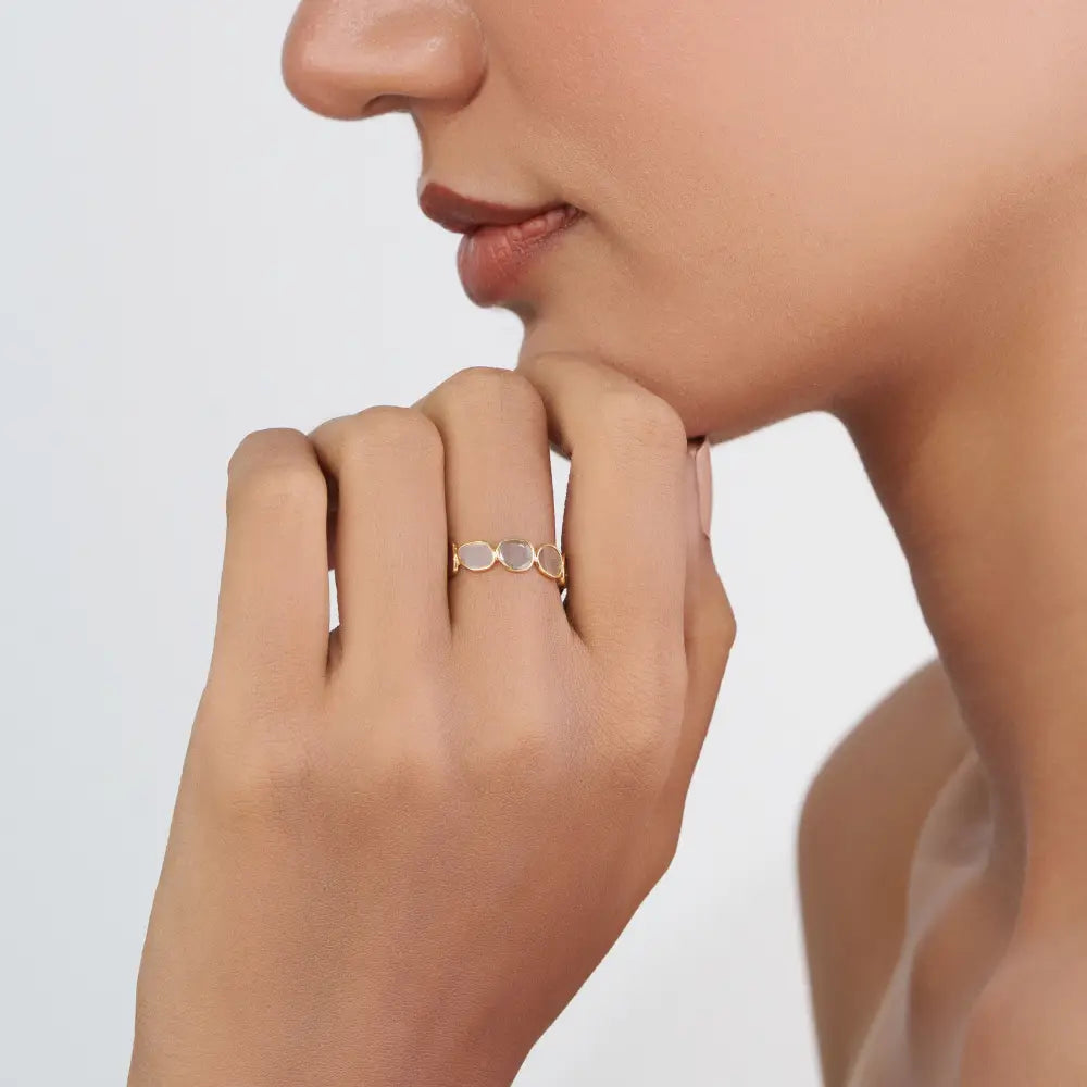 Uneven Shape Polki Diamond Solid K18 Yellow Gold Full Eternity Band Ring Minimal Jewelry