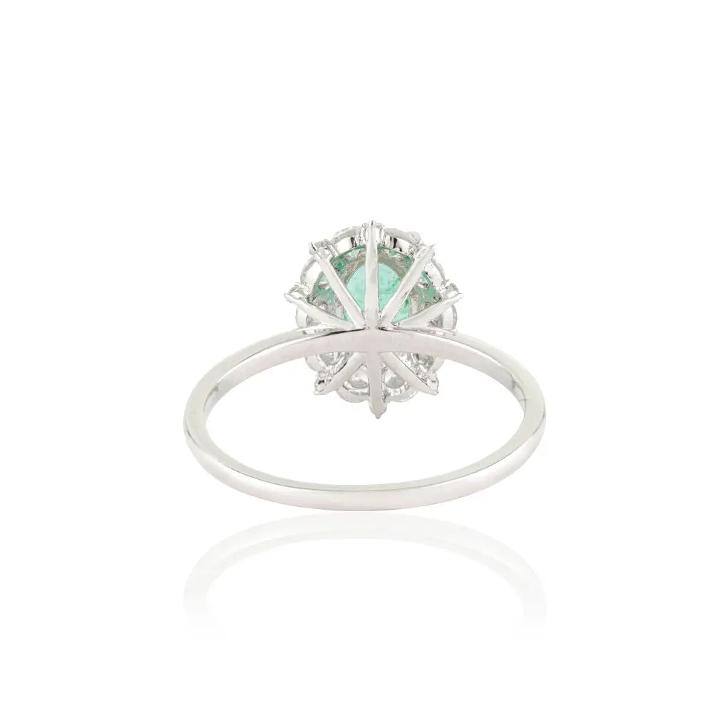 8x6mm Emerald & Diamond Stackable Cluster Ring Engagement Jewelry 14K White Gold