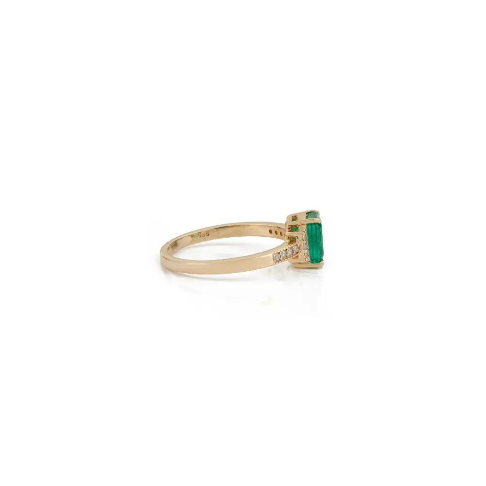 K14 Yellow Gold Handcrafted Emerald & Diamond Engagement Ring New Arrivals Jewelry