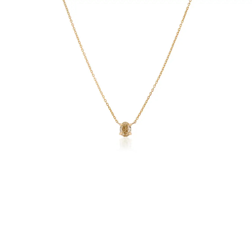 Minimalist Dainty Natural Diamond 18K Yellow Gold Solitaire Pendant Necklace Daily Wear Jewelry