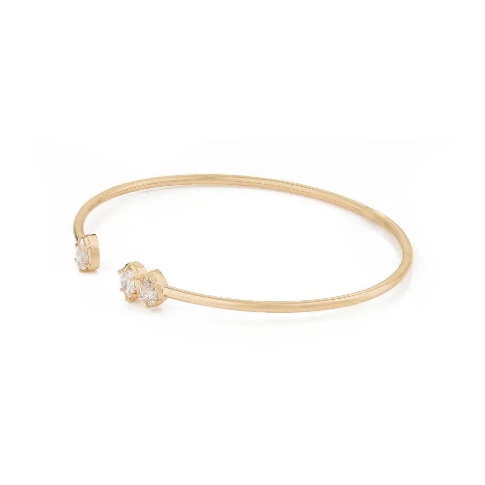 Manufacturer of Real Diamond Flexible Cuff Bracelet Sparkling Jewelry 14K Solid Yellow Gold