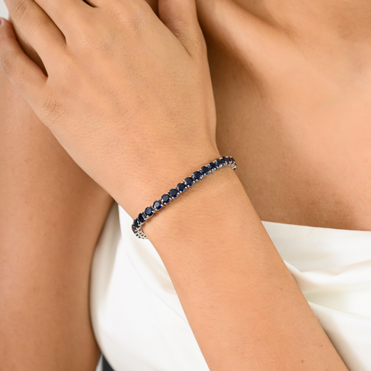 100% Authentic Round Cut Blue Sapphire Statement Bracelet Bulk Order September Birthstone