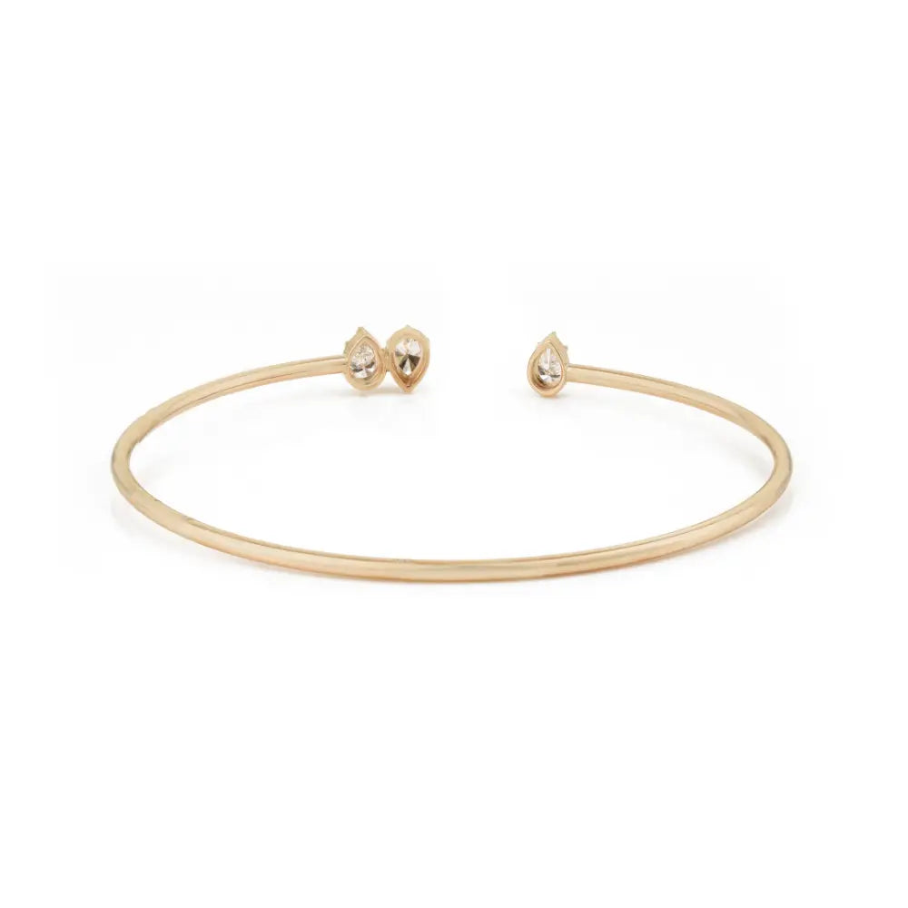 Manufacturer of Real Diamond Flexible Cuff Bracelet Sparkling Jewelry 14K Solid Yellow Gold