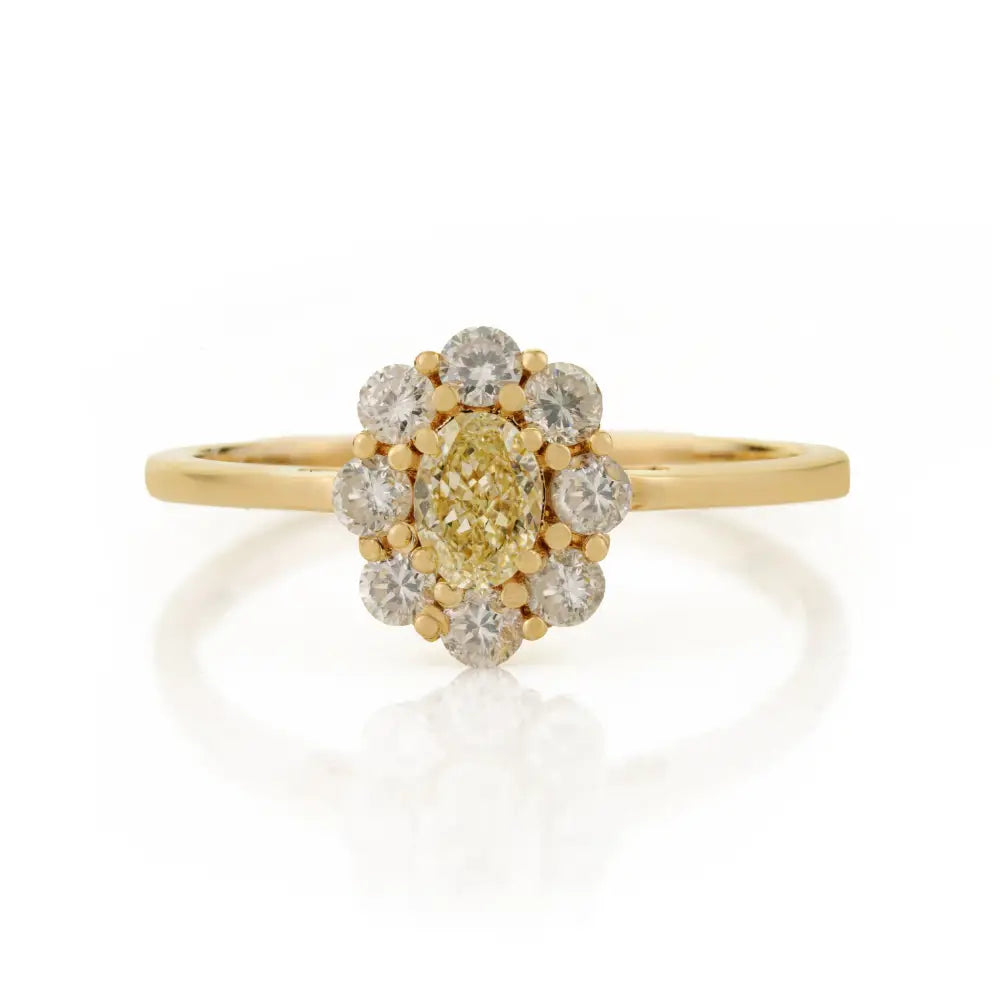 Real 14K Yellow Gold Diamond Cluster Ring Trending Engagement Proposal Jewelry Wholesale