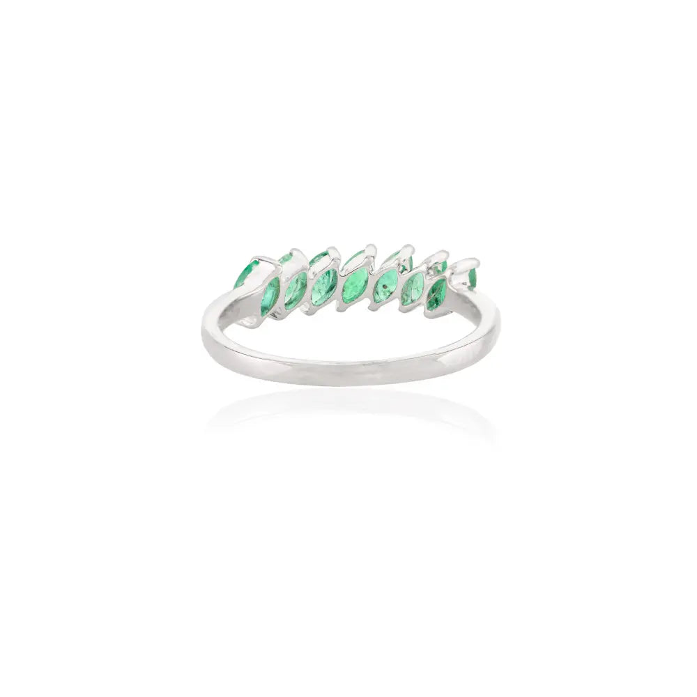 Best Quality Products Natural Emerald Solid White Gold Half Eternity Band Ring