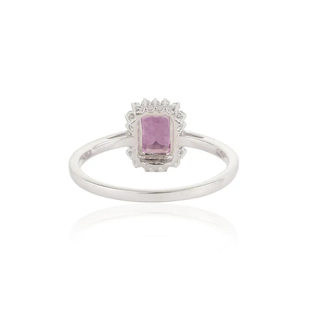 Elegant Classic Style Pink Sapphire & Diamond Cluster Ring 14K White Gold Custom Jewelry