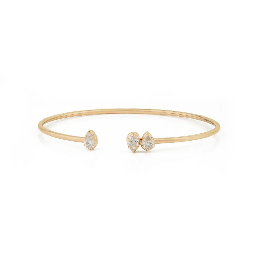 Manufacturer of Real Diamond Flexible Cuff Bracelet Sparkling Jewelry 14K Solid Yellow Gold