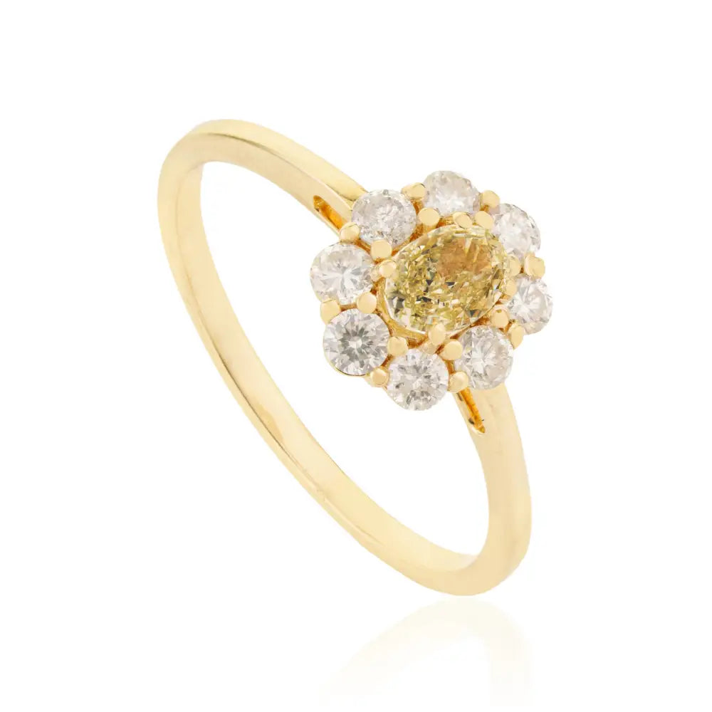 Real 14K Yellow Gold Diamond Cluster Ring Trending Engagement Proposal Jewelry Wholesale