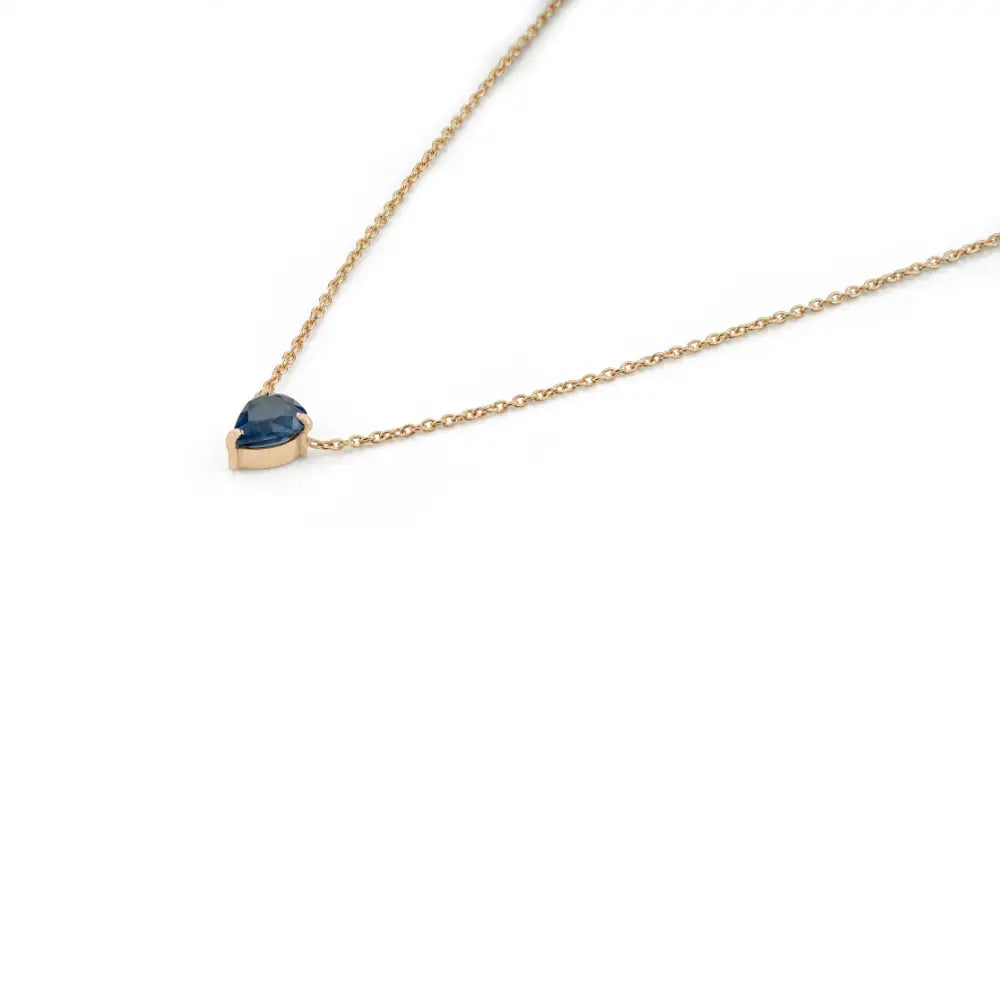 Minimalist Dainty Blue Sapphire Single Stone Pendant Necklace For Girls 18K Yellow Gold