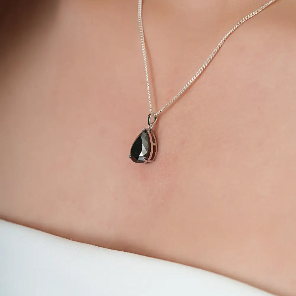 New Collection 5.9 Ct. Black Diamond Pear Shape Solitaire Pendant Latest Birthstone Jewelry