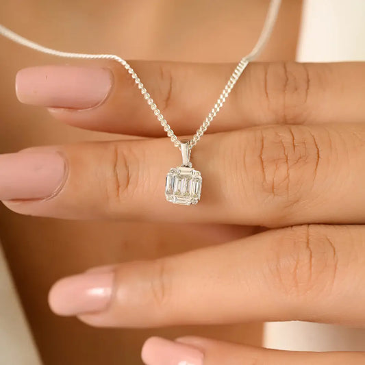 Classic Design 100% Natural Diamond Minimalist Pendant For Daily Wear 18K White Gold