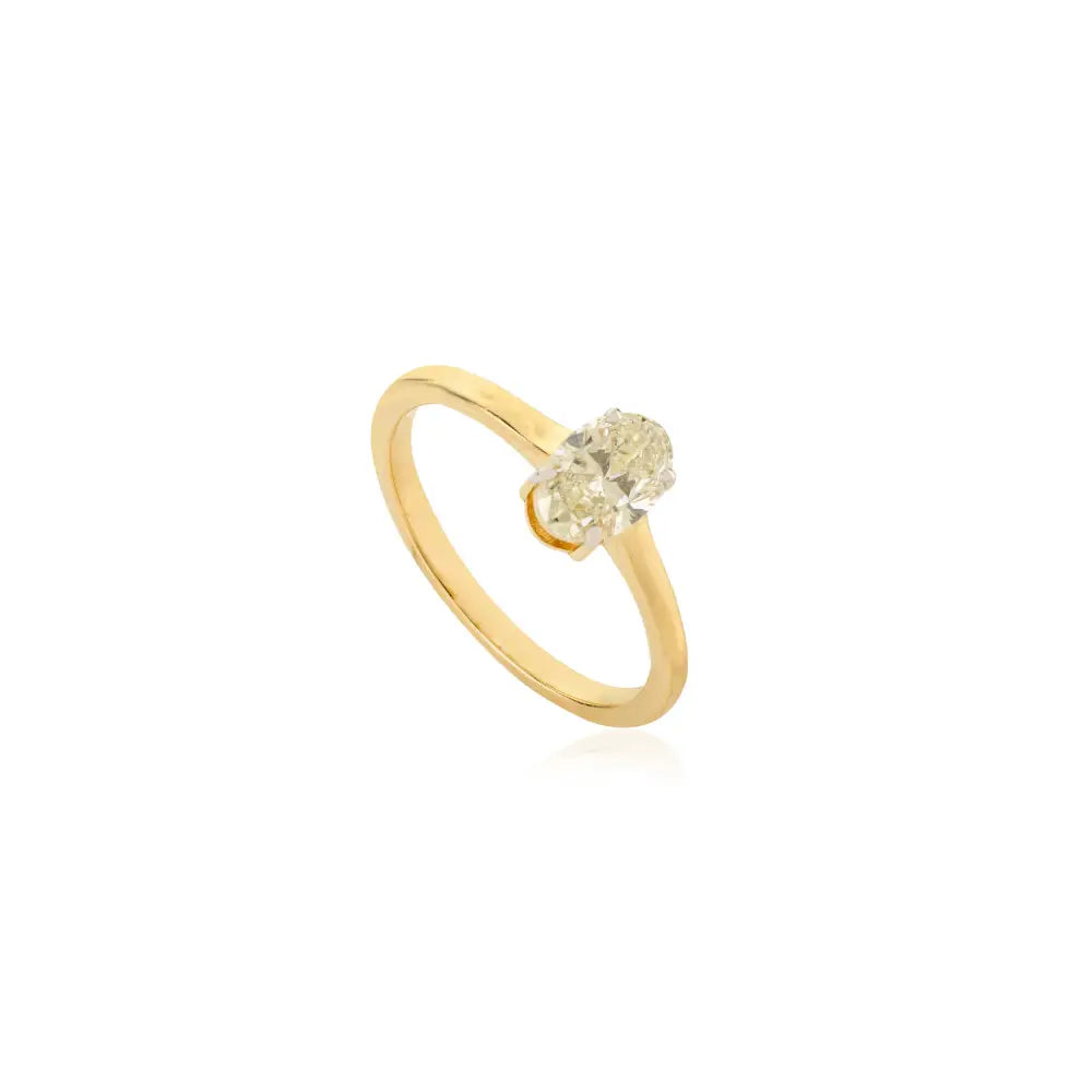 100% Natural Oval Cut 6X4 mm Diamond Solid 18K Yellow Gold Solitaire Ring Proposal Jewelry