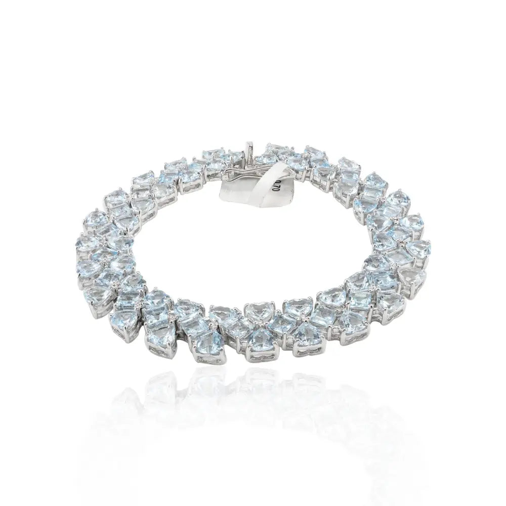 March Birthstone Heart & Square Shape Aquamarine Statement Tennis Bracelet For Wedding