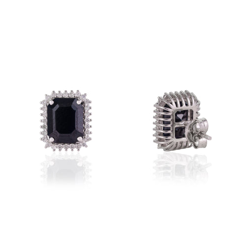 New Arrivals 925 Sterling Silver Natural Blue Sapphire & Halo Diamonds Studs Earrings