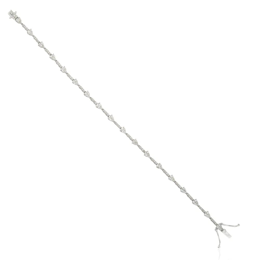 Handmade Natural Diamond 14K Real White Gold Fine Sleek Tennis Bracelet Wholesale Jewelry