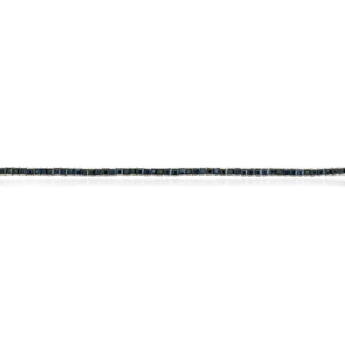 2mm Princess Cut Natural Blue Sapphire Gemstone Channel Set 925 Silver Tennis Bracelet