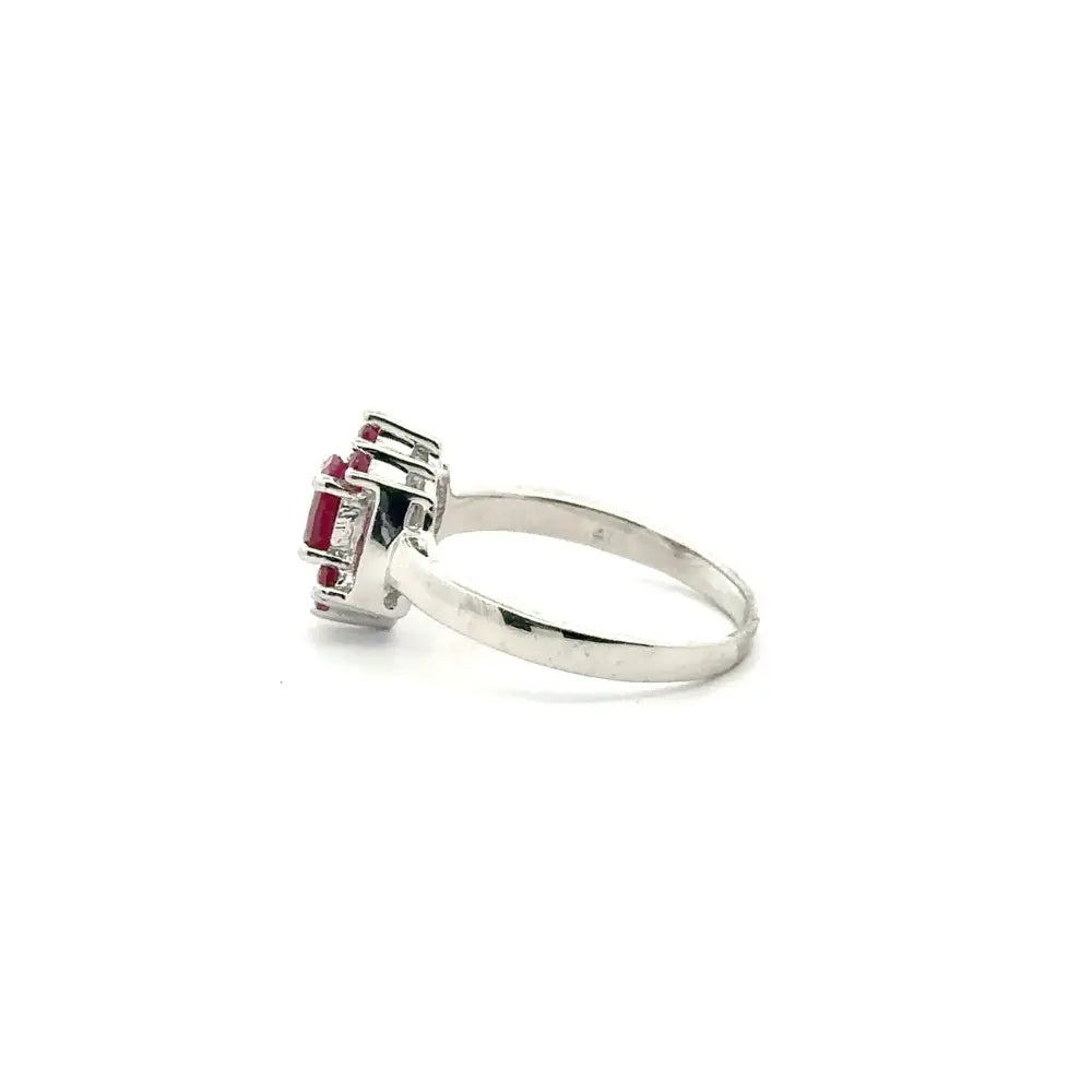 Best Selling Products Fine Ruby Cluster Ring Set In Prong Setting For Daily Wear