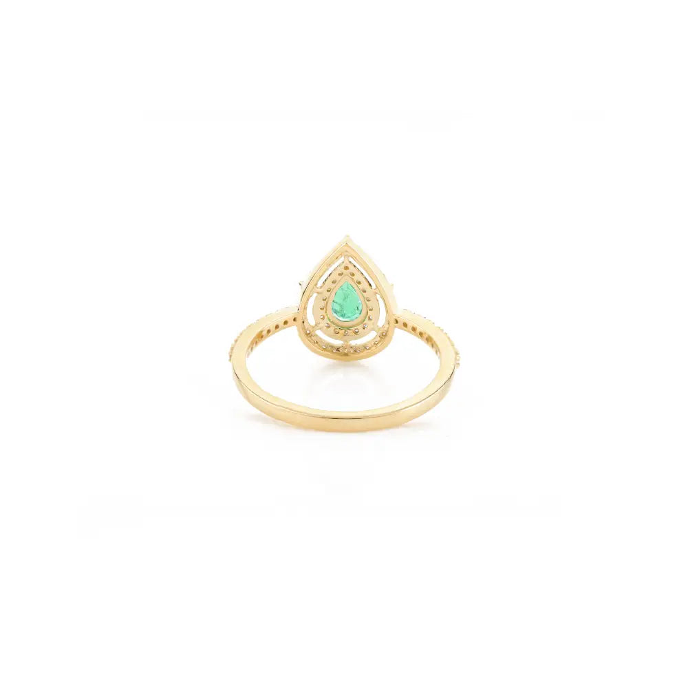 May Birthstone Natural Emerald & Diamond Engagement Ring Factory Custom Made Jewelry Manufacturer