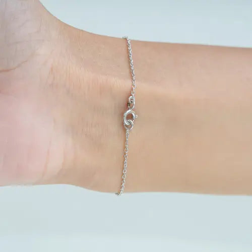 Octagon Shape Natural Ruby Dainty Station Bracelet Real 925 Silver Minimal Jewelry