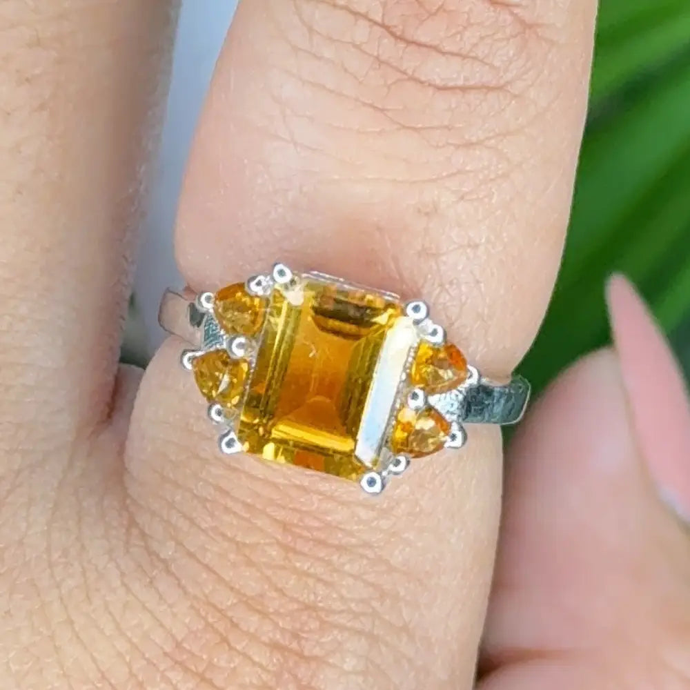 Bulk Order Jewelry Authentic Natural Citrine November Birthstone Ring Set In Prong Setting