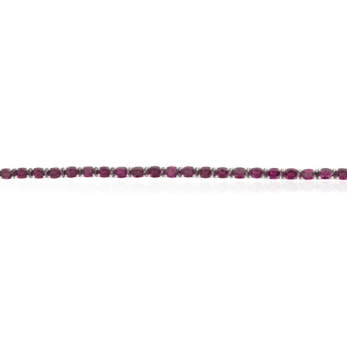 Simple Design Oval Cut Natural Rhodolite Gemstone 925 Silver Tennis Bracelet For Women